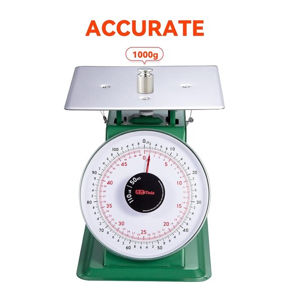 Tada Balance de cuisine et de nourriture mécanique robuste avec plateforme en acier inoxydable 50 kg