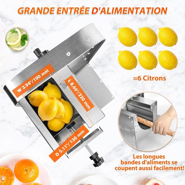 Anatole Trancheuse Légumes Professionnel Acier Inoxydable 0-10 mm Réglable Coupe Oignon Tomate Chips Manuel Coupe Fruits Mandoline pour Pomme de Terre Citron Orange Carotte Chou