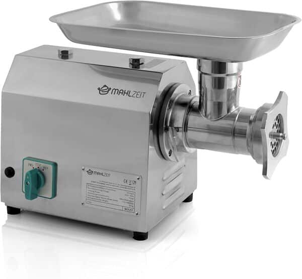Mahlzeit Hachoir à viande électrique professionnel I Machine de carnaval en acier inoxydable Machine à saucisses de qualité gastronomique I Machine à viande avec remplissage (750 W – 150 kg/h)