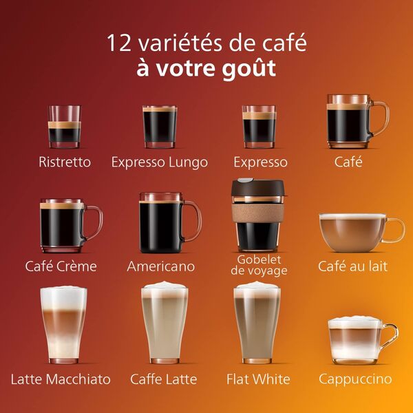PHILIPS Série 5400 Machine Expresso - Café à Grain - LatteGo Mousseur à Lait, 12 Spécialités de Café, Affichage Intuitif, 4 Profils Utilisateur, Noir (EP5441/50)