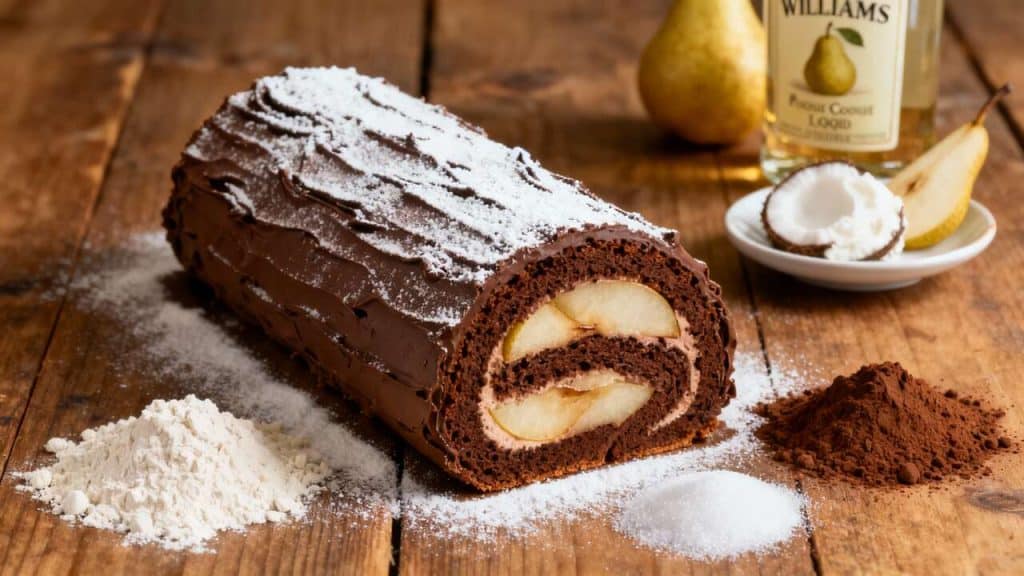 Recette bûche de Noël chocolat poire de grand-maman