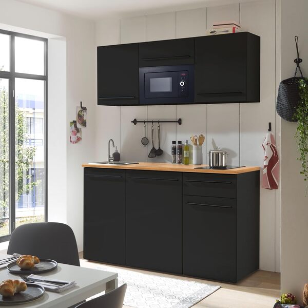 Stella Trading 84-240-18 Jazz Bloc de Cuisine Simple Noir env. 160 x 212 x 60 cm