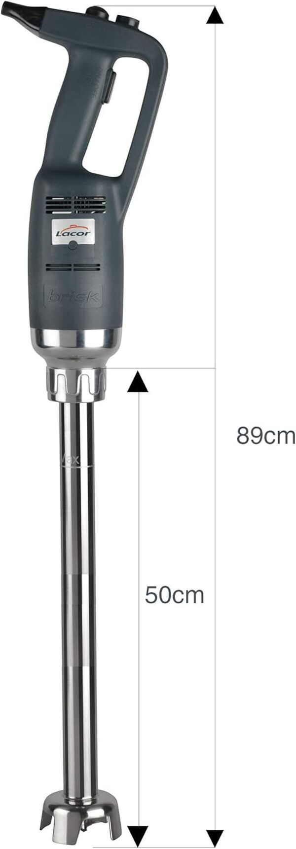 LACOR Brisk - Mixeur à main, broyeur professionnel, bras interchangeables, vitesse variable (4000-16000 tr/min, manche ergonomique, puissance : 500 W, 50 cm, 500 W, acier inoxydable. [Classe énergétique A]