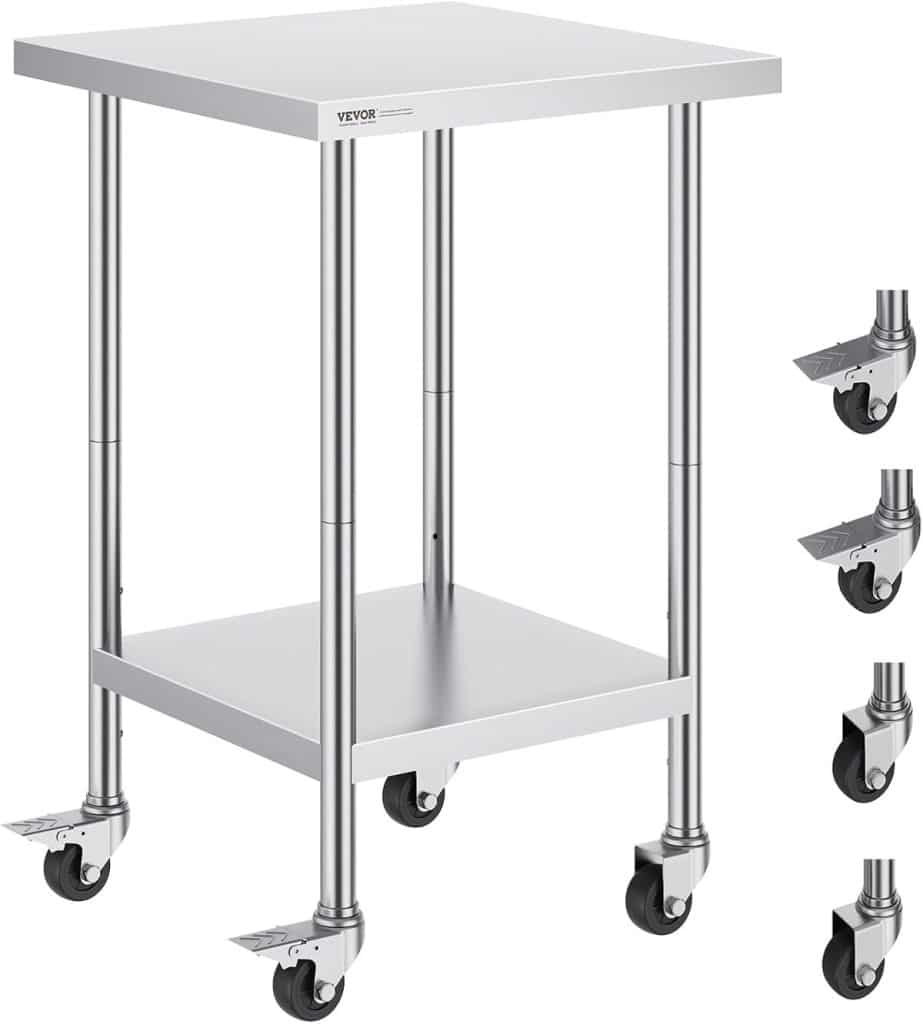 Test de la table de travail VEVOR inox ajustable 317, 5 kg