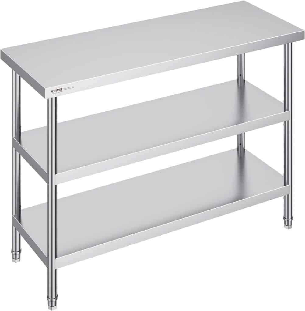 Test : table en acier VEVOR 45, 7x121, 9 cm pour cuisine et garage