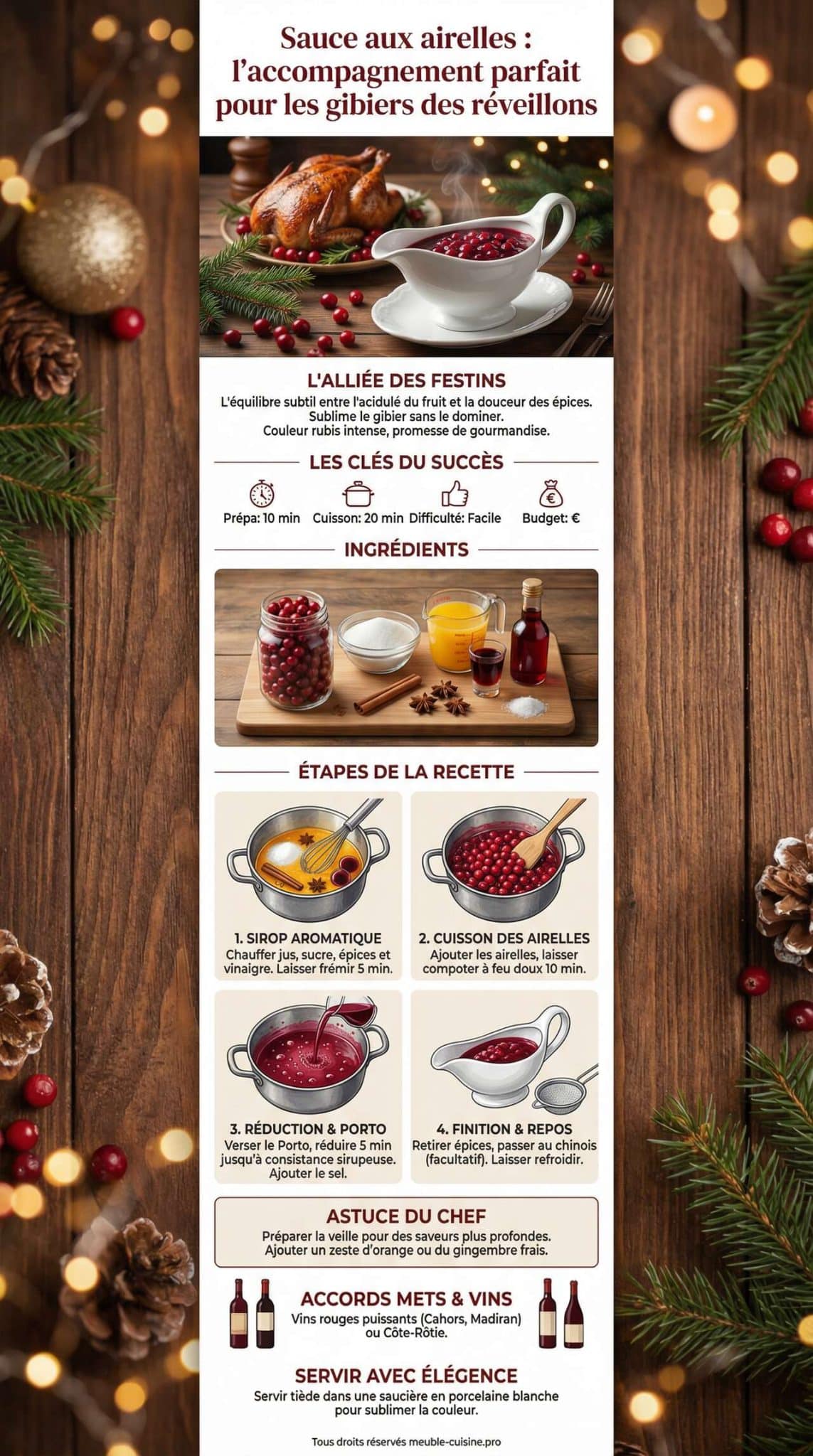 Infographie de la recette Sauce aux airelles : l'accompagnement parfait pour les gibiers des réveillons Infographie de la recette Sauce aux airelles : l'accompagnement parfait pour les gibiers des réveillons