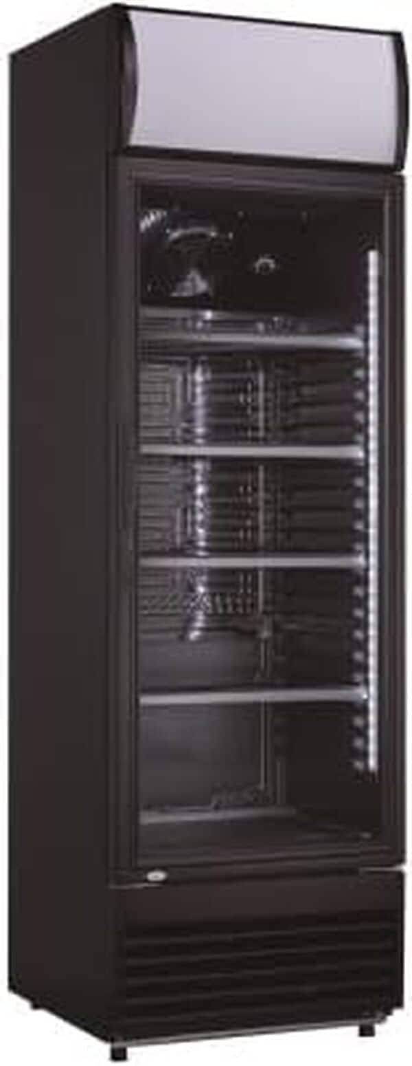 METRO Professional Réfrigérateur à Boissons/Frigo Vitré GSC2350B, 62 x 63.6 x 201.1cm, 324L, Froid Ventilé, 180W, 1 Porte Vitrée, avec Serrure, Noir [Classe énergétique D]
