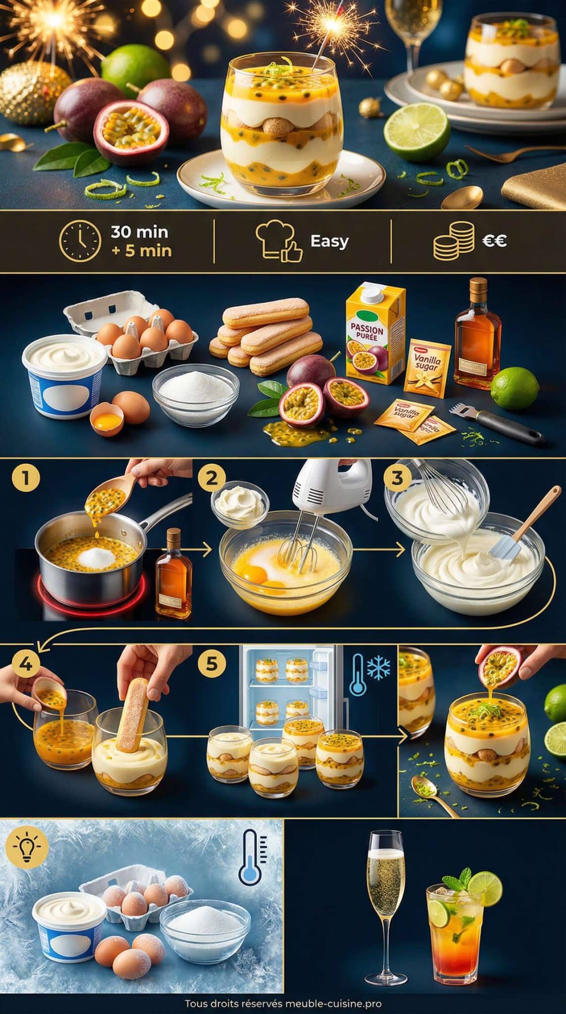 Fiche recette Tiramisu passion pour le réveillon du nouvel an Fiche recette Tiramisu passion pour le réveillon du nouvel an