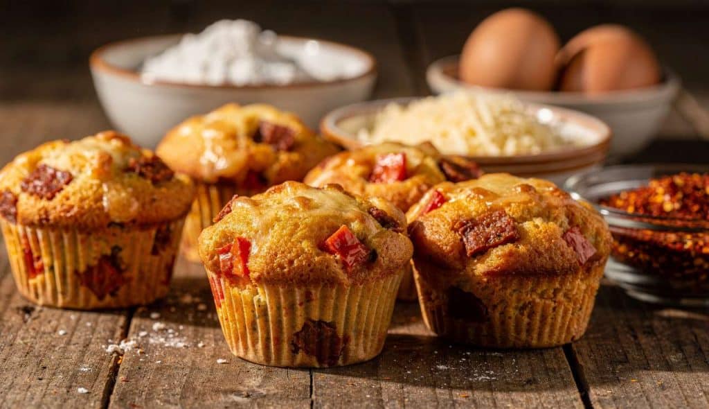 Muffins salés poivron et chorizo pour l'apéritif