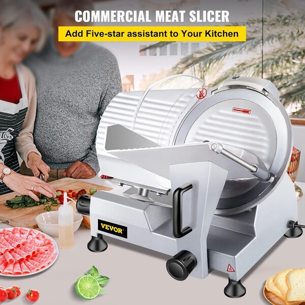 Trancheuse de Viande 10 inch 25cm 220V/50Hz Electrique Professionnelle Cutter Inoxidable à Viande Jambon Aliments (WED-250B3)