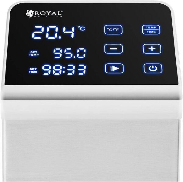 Royal Catering Thermoplongeur Cuisine Cuiseur Cuisson Sous Vide Basse Température Professionnel Électrique Réglable Plongeur RCVG-43 (2 300 W, 5-99 °C, 5 min - 99 h, Écran LCD, Pour Max. 80 l)
