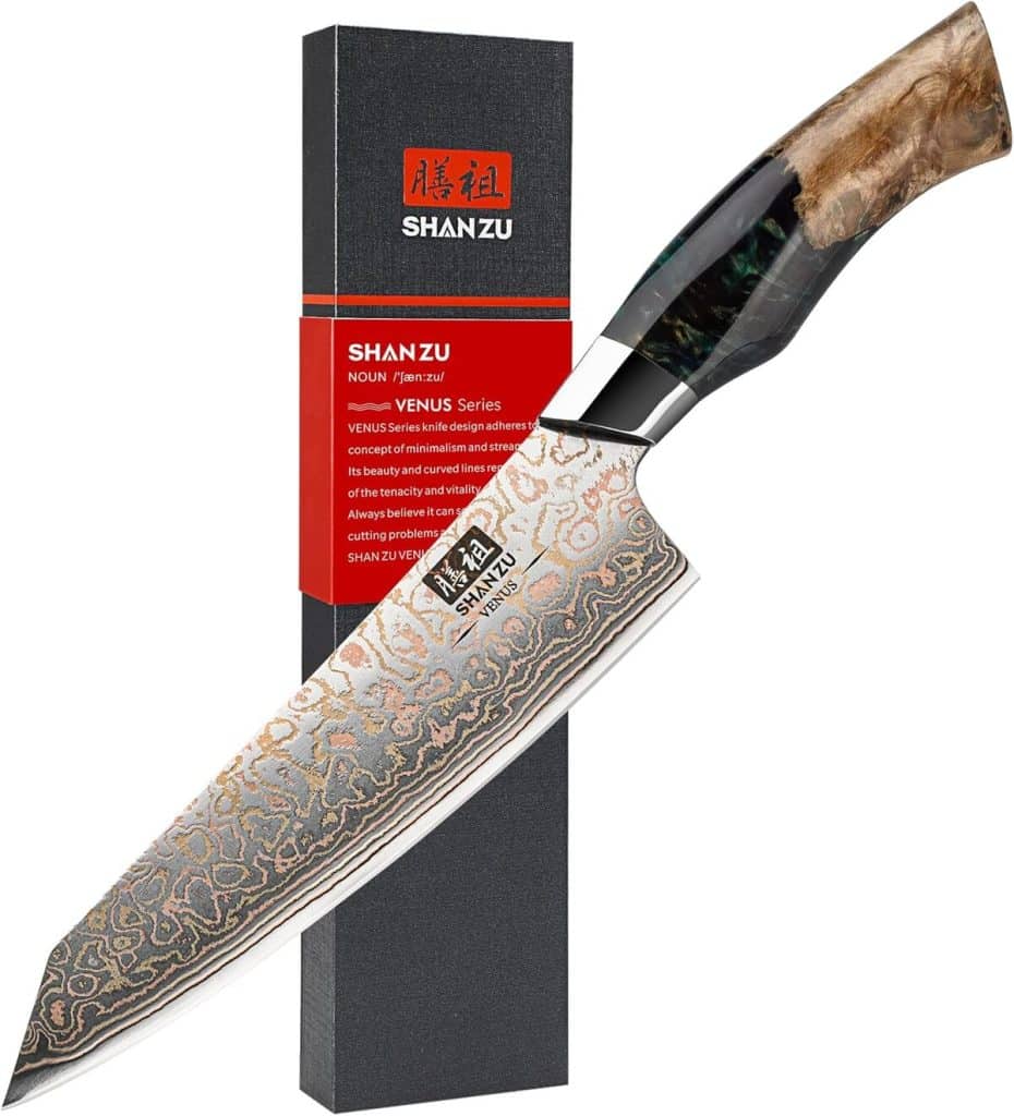Test : couteau de chef Shan Zu Venus 20cm en acier Damas