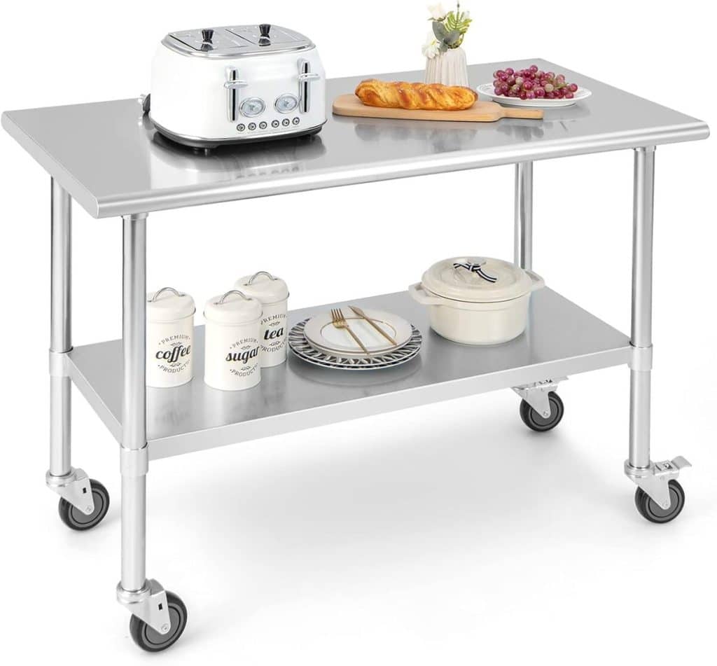 Test : table de travail Costway en acier inoxydable pour cuisine et extérieur