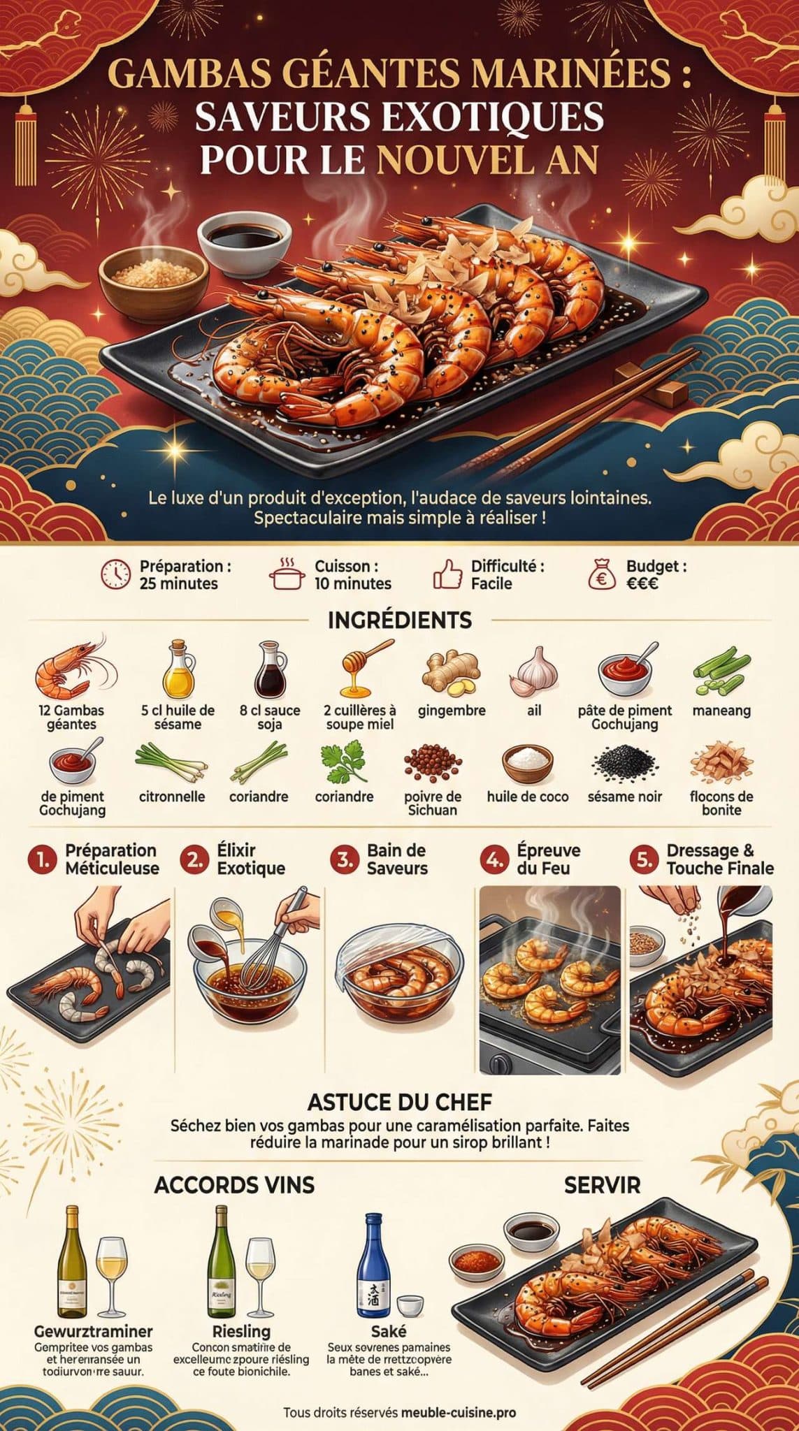 Fiche recette Gambas g&eacute;antes marin&eacute;es : saveurs exotiques pour le Nouvel An