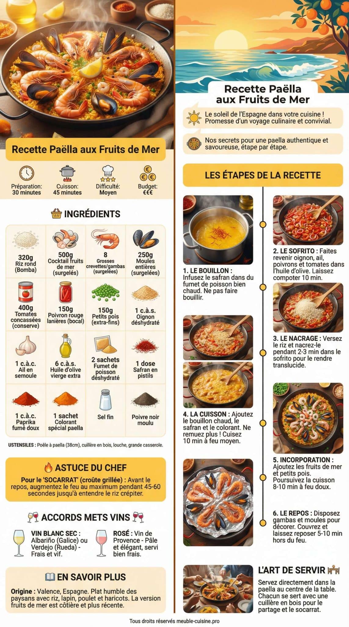 Fiche recette Recette Pa&euml;lla aux Fruits de Mer