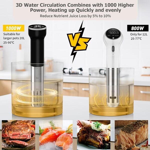 Kit WiFi pour cuisinière sous vide, circuits submersibles pour suvee de cuisine, machine sous vide avec sac sous vide, pompe à vide, minuterie de température de précision, 1000 W, sans bruit,