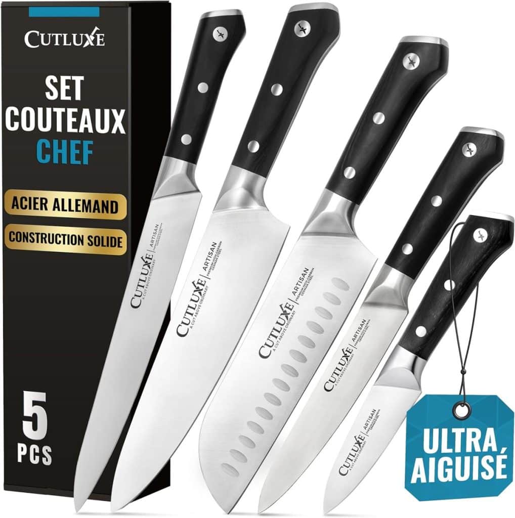 Test Cutluxe Set couteaux cuisine 5 pièces : performance et tranchant
