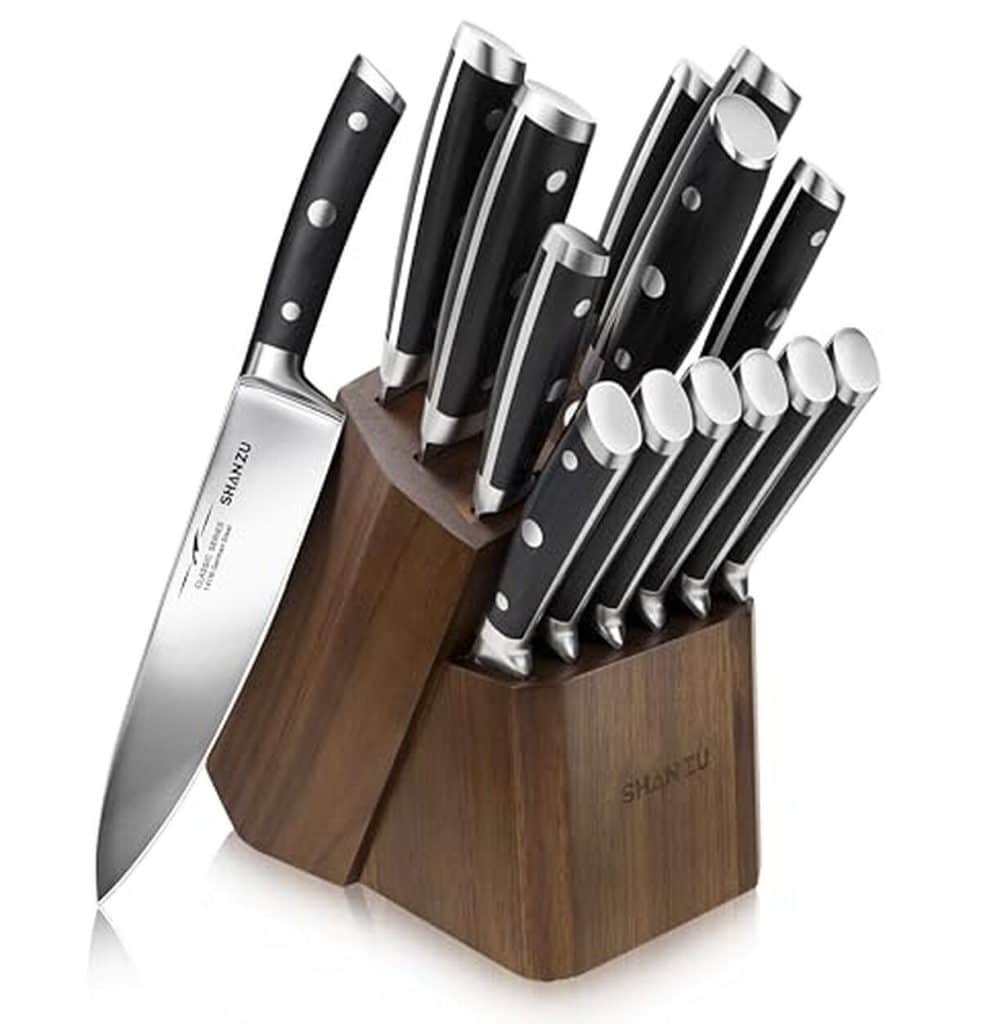 Test du set de 14 couteaux de chef Shan Zu avec affûteur fusil