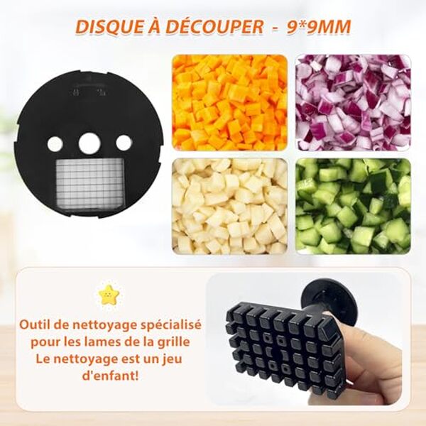 Découvrez la performance du coupe-légumes électrique Anatole 100W : un indispensable pour une découpe rapide et efficace dans votre cuisine