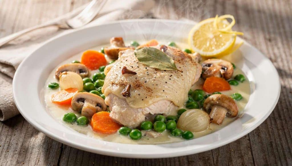 Recette de blanquette de poulet aux légumes de printemps