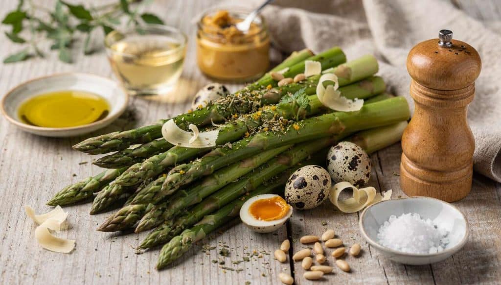 Entrée printanière d'asperges vertes à l'alliaire : recette facile