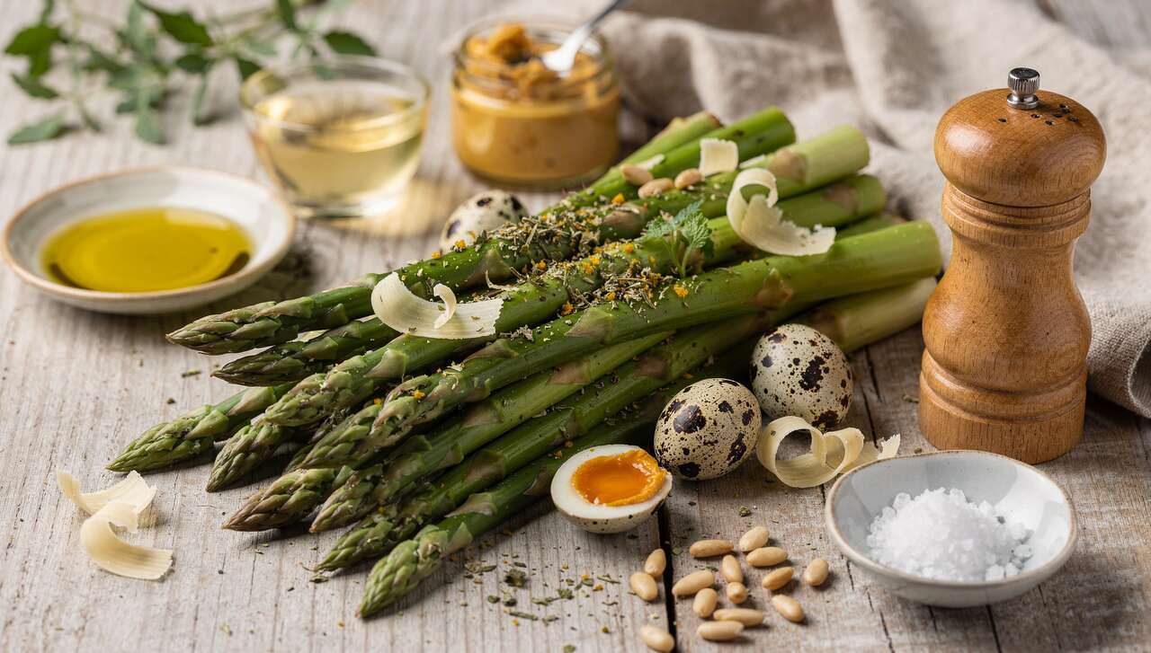 Entrée printanière d'asperges vertes à l'alliaire : recette facile