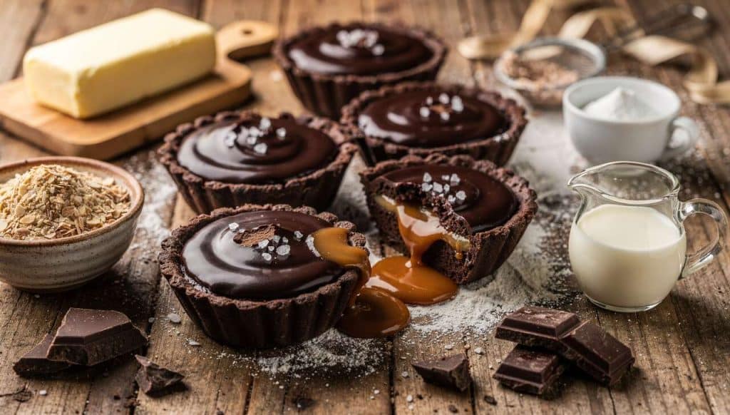 Tartelettes Chocolat Noir et Cœur Coulant Caramel : délice Gourmand