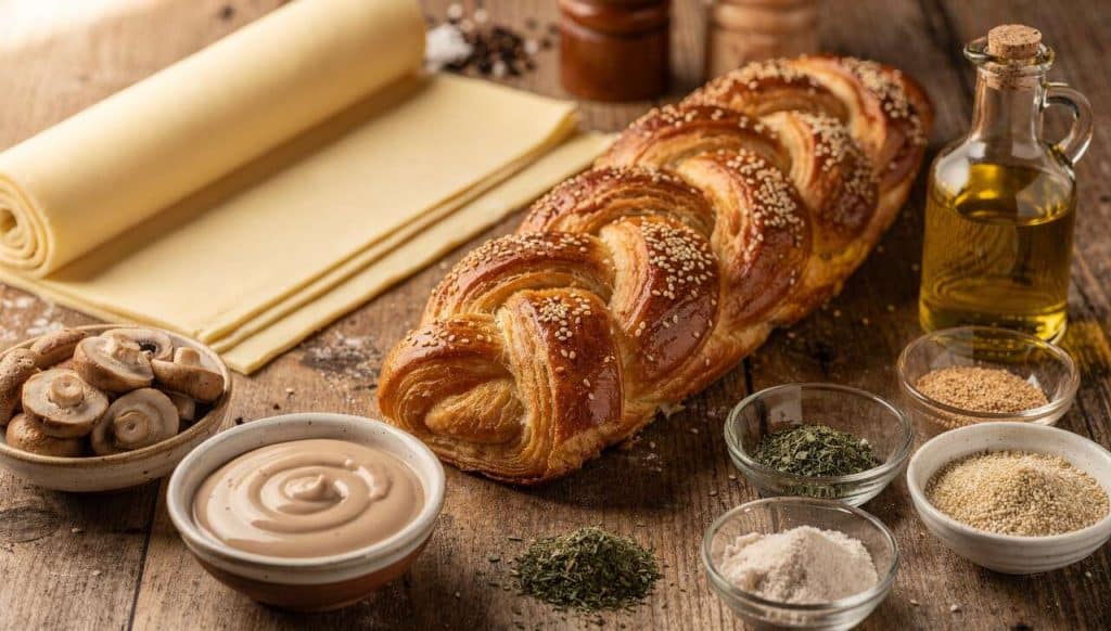 Recette de feuilleté tressé aux champignons