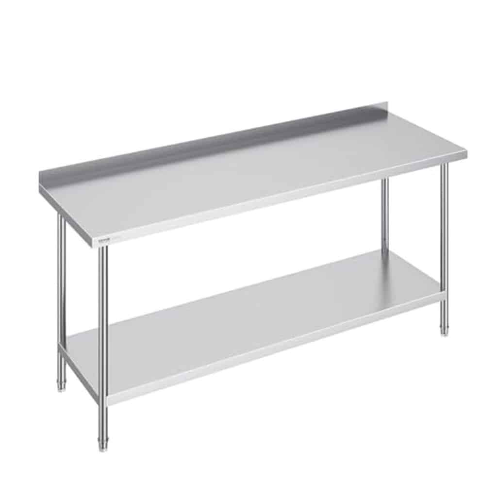 Test : vevor table en acier inoxydable, 182, 9 cm, hauteur réglable
