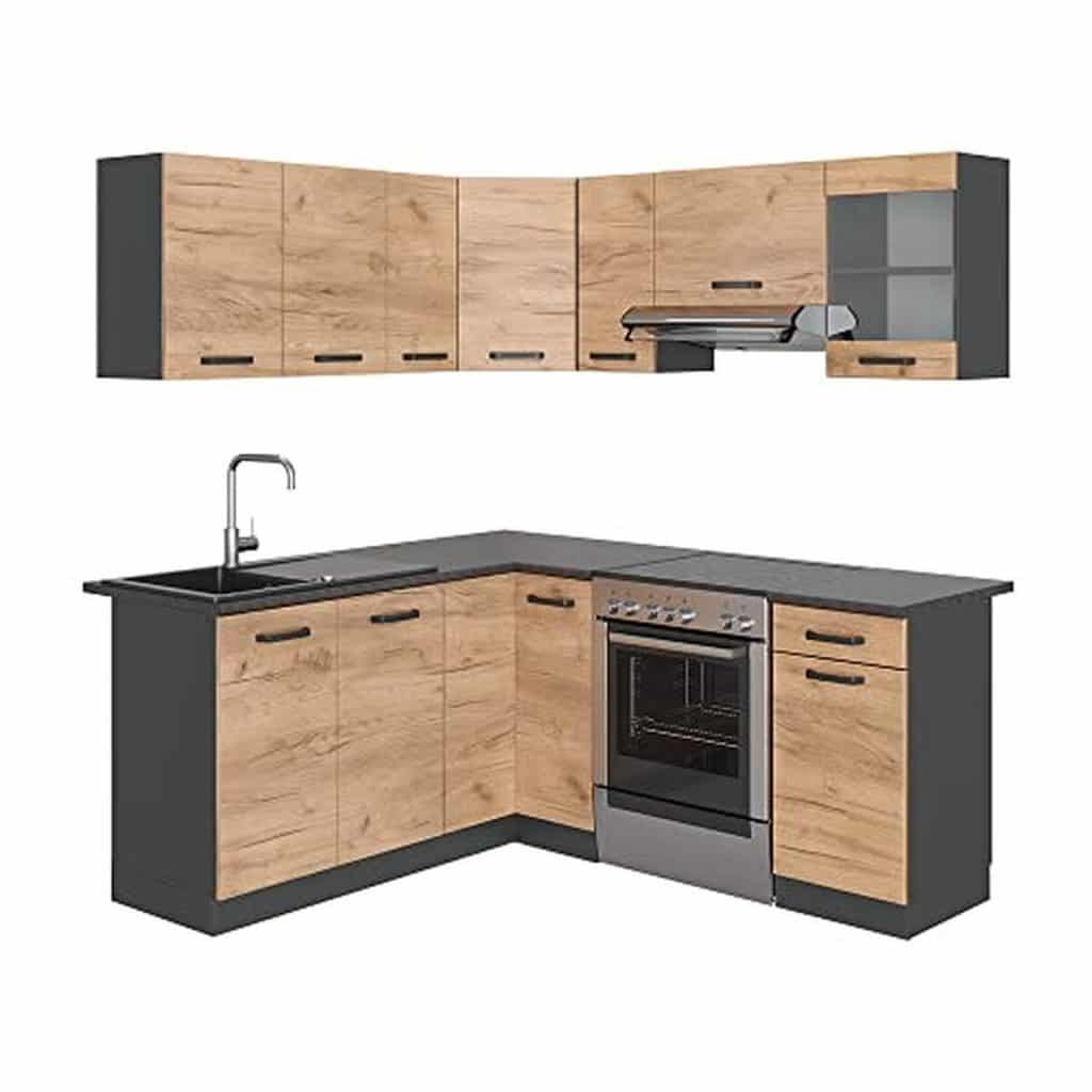 Test : cuisine d'angle Vicco Rick anthracite/chêne 187x167 cm