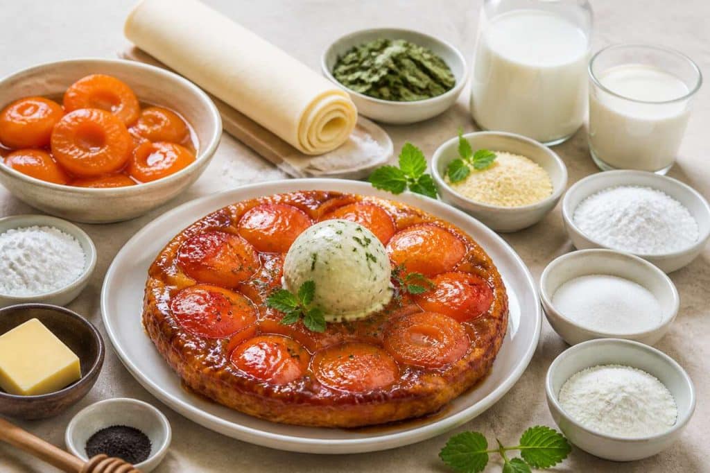 Tarte tatin abricot & glace mélisse : recette gourmande