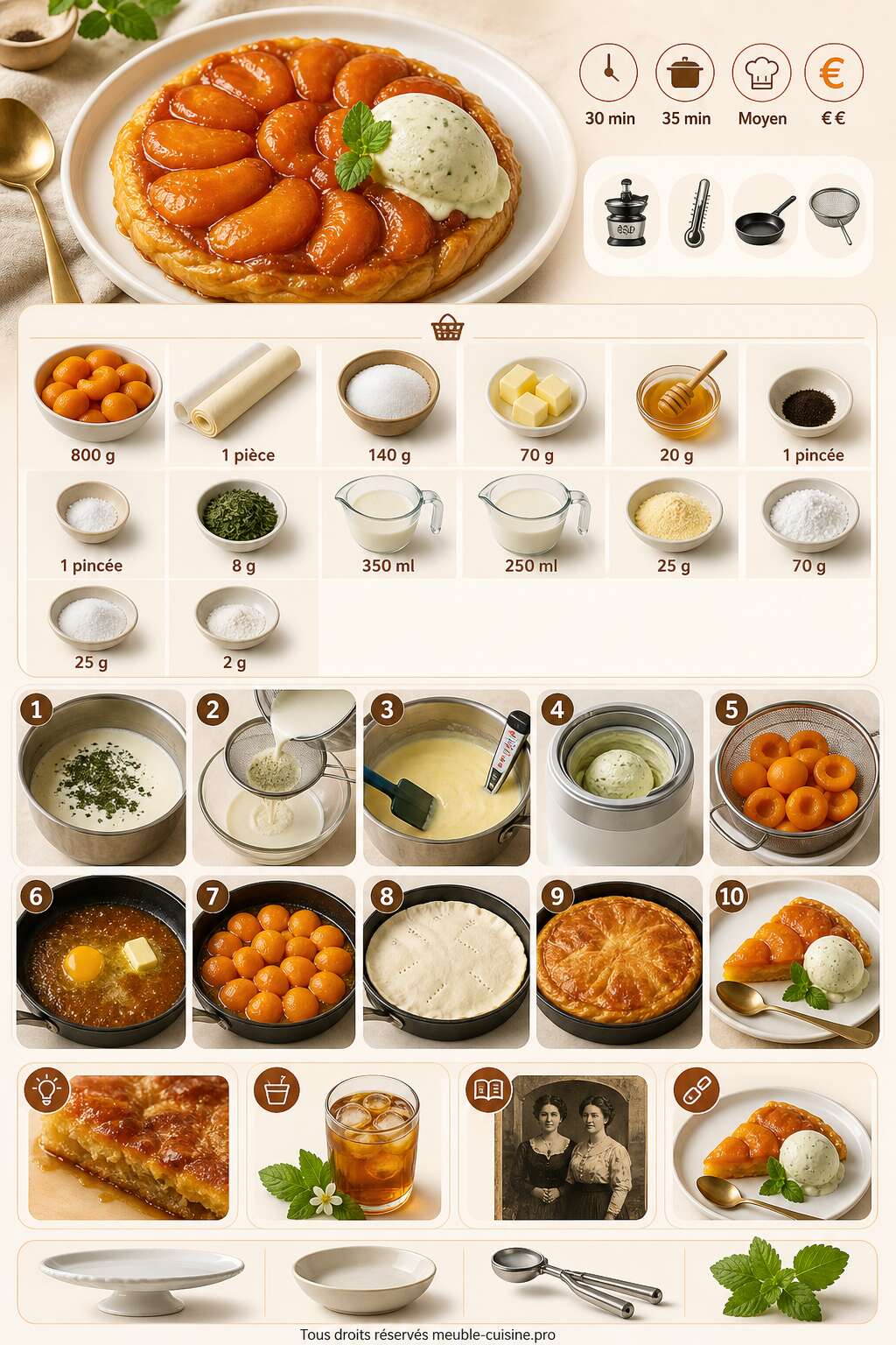 Fiche recette Tarte tatin abricot & glace m&eacute;lisse : recette gourmande