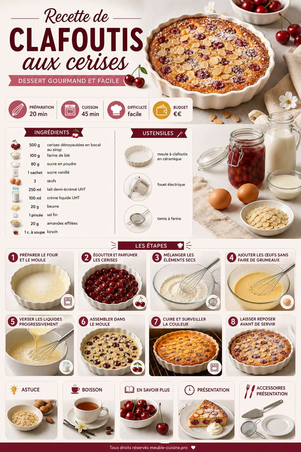 Fiche recette Recette de clafoutis aux cerises : dessert gourmand et facile
