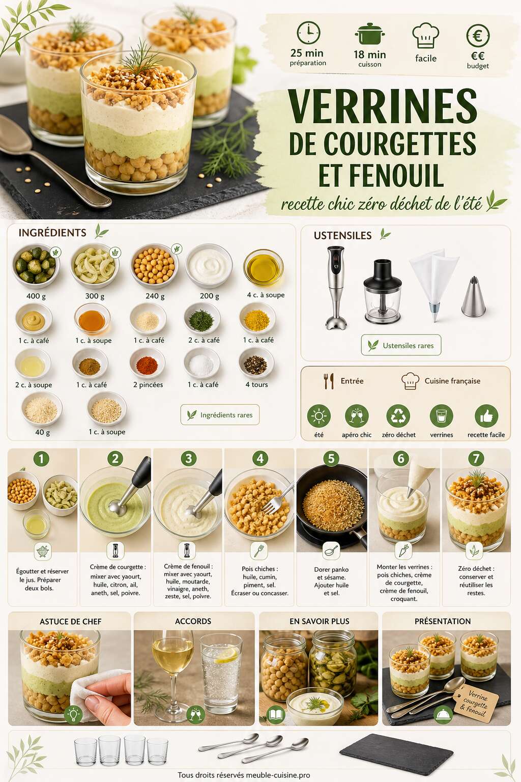Fiche recette Verrines de courgettes et fenouil : recette chic zéro déchet de l'été Fiche recette Verrines de courgettes et fenouil : recette chic zéro déchet de l'été