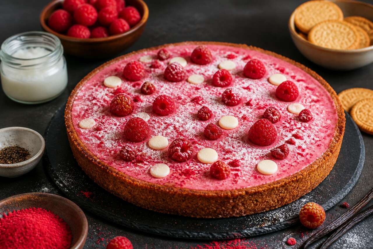 Tarte aux framboises sur crème fouettée : recette gourmande